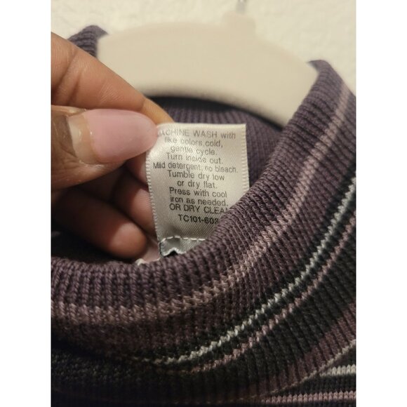 Pendleton Merino Wool Striped Mock Neck Sweater Purple Women's L Long Sleeve - Picture 4 of 11